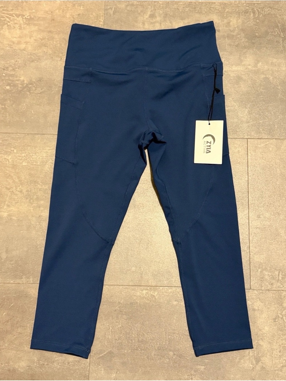 ZYIA Women’s Navy Hi-Rise Capris/Leggings, NEW